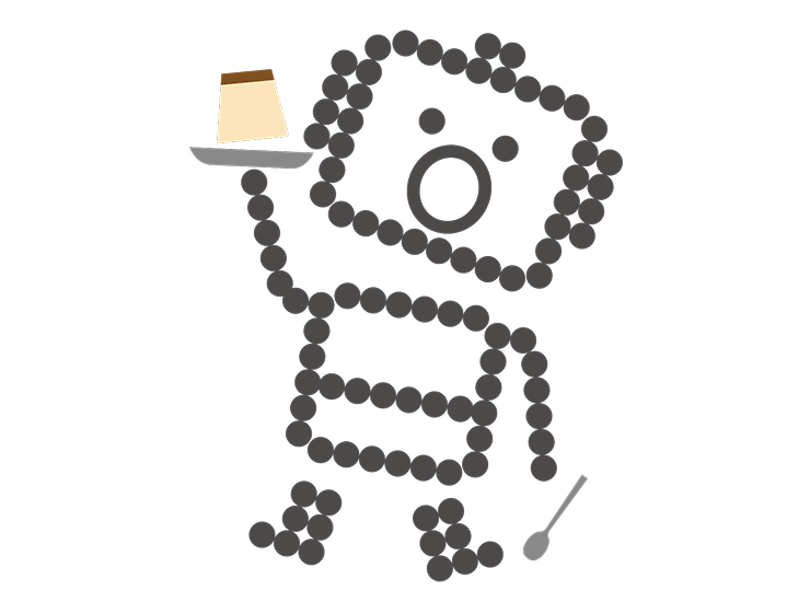 プリンを食べるDさむらい君