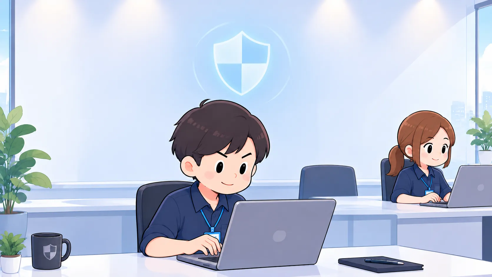 すっきりした環境で、落ち着いて診断を進める担当者